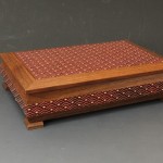 箱根寄木細工 宝石箱 9寸ダイヤ型宝石箱（青海波）鏡有 | 寄木